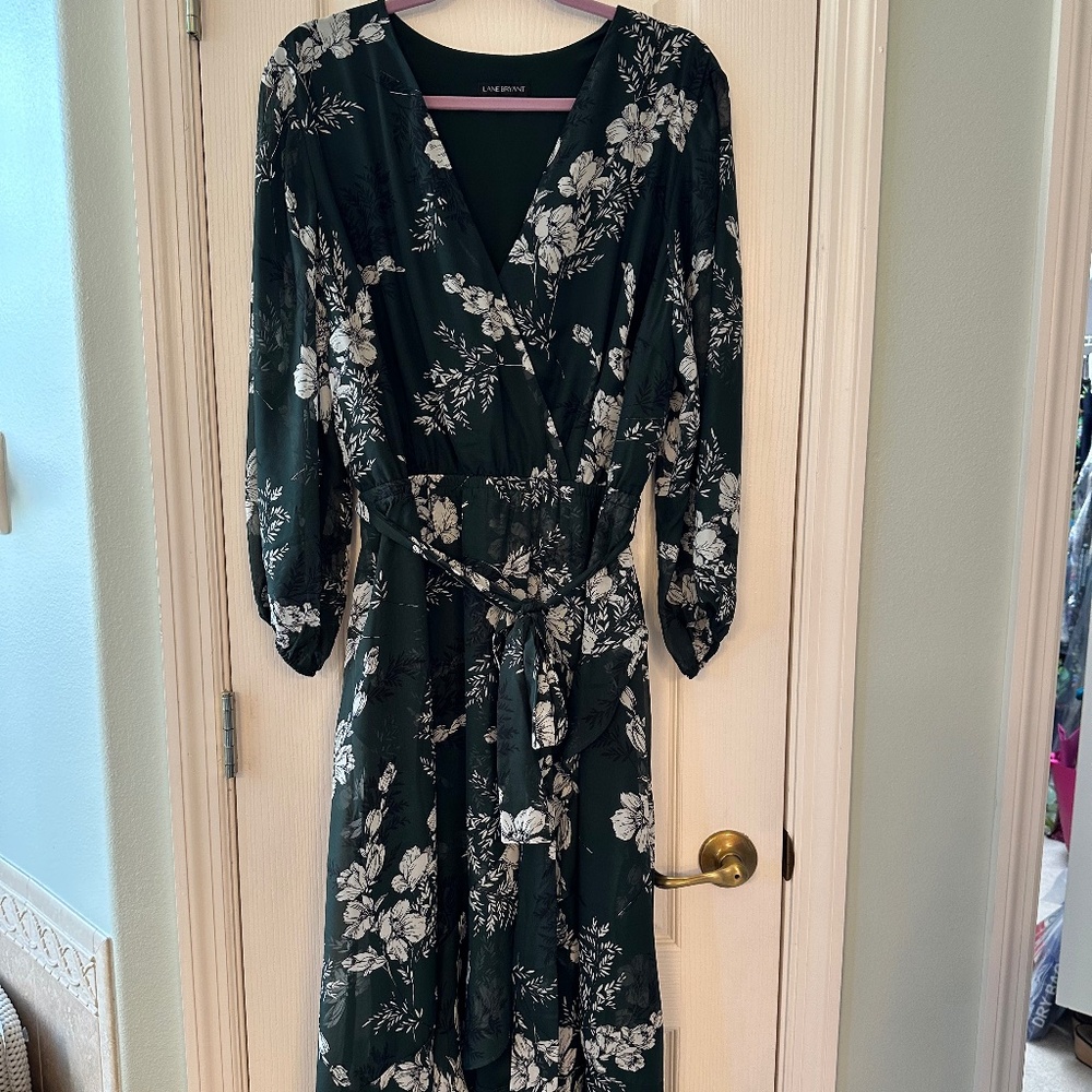 LANE BRYANT Green Floral Dress